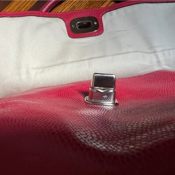 Coach Pinnacle Harper Satchel Bag with Detachable Shoulder Strap, Red Lizard - Picture 12 of 16